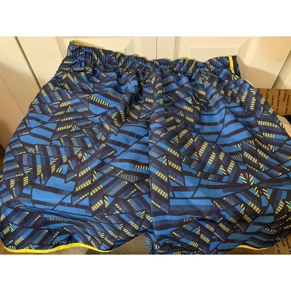 Vintage 90s Nike Swoosh All Over Print Swim‎ Trunk Shorts Size XXL Blue Yellow - Picture 5 of 5